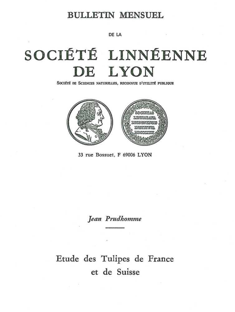 Couverture — Étude des tulipes de France et de Suisse