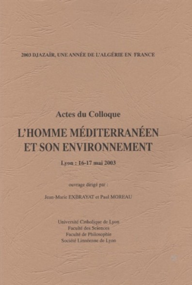 Couverture — Actes du colloque « L’homme méditerranéen et son environnement »